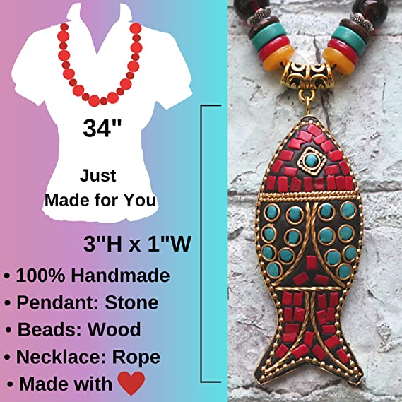 Handmade Long Wooden Bead Necklace - Ethnic Boho Hippy Accessory Handmade Long Wooden Bead Necklace - Ethnic Boho Hippy Accessory
